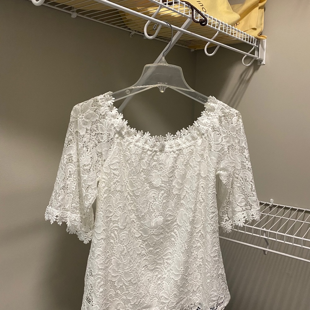 Off the shoulder white lace top